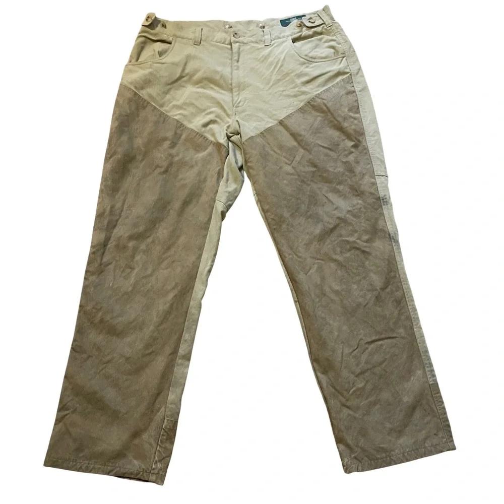 Orvis Mens Upland Hunting Brush Pants Khaki Nylon Reinforced Front Size 38x29